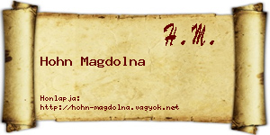 Hohn Magdolna névjegykártya